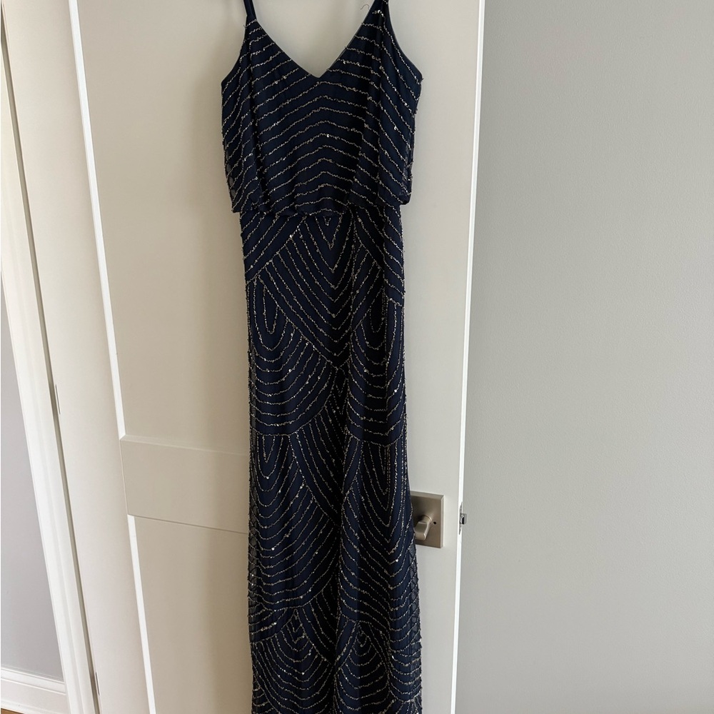 Elegant Navy Beaded Gown